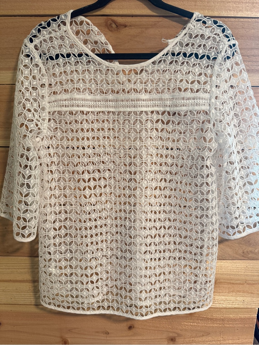 LOFT White Crochet Lace Cottagecore Coquette Boho Top Medium